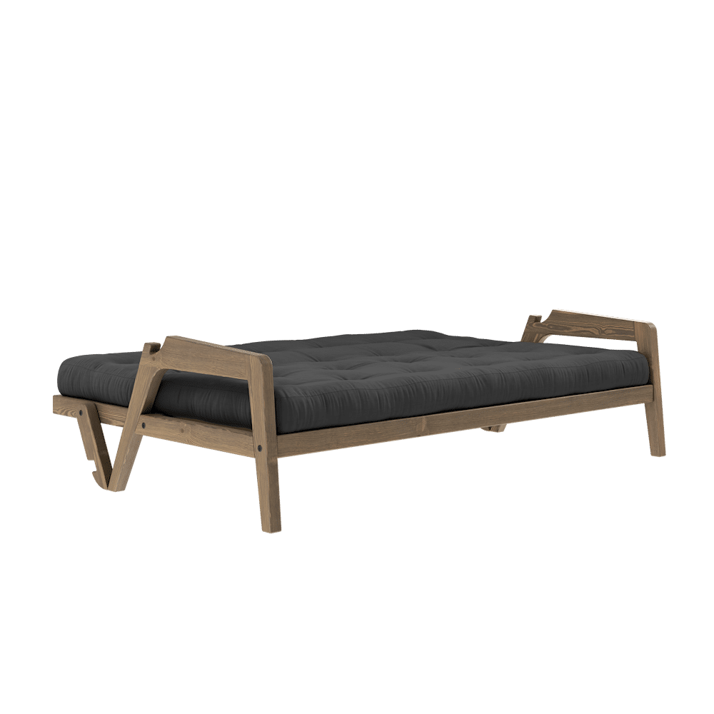 Karup Design SAISIR CAROBE MARRON LAQUÉ W. MATELAS MIXTE 5 COUCHES GRIS FONCÉ