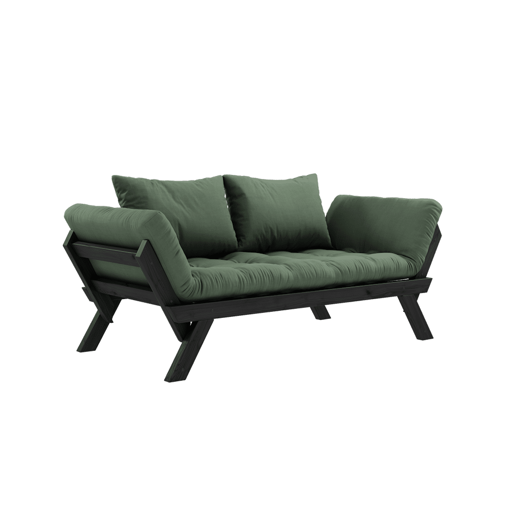 Designer BEBOP NOIR LAQUÉ W. MATELAS MIXTE 4 COUCHES VERT OLIVE