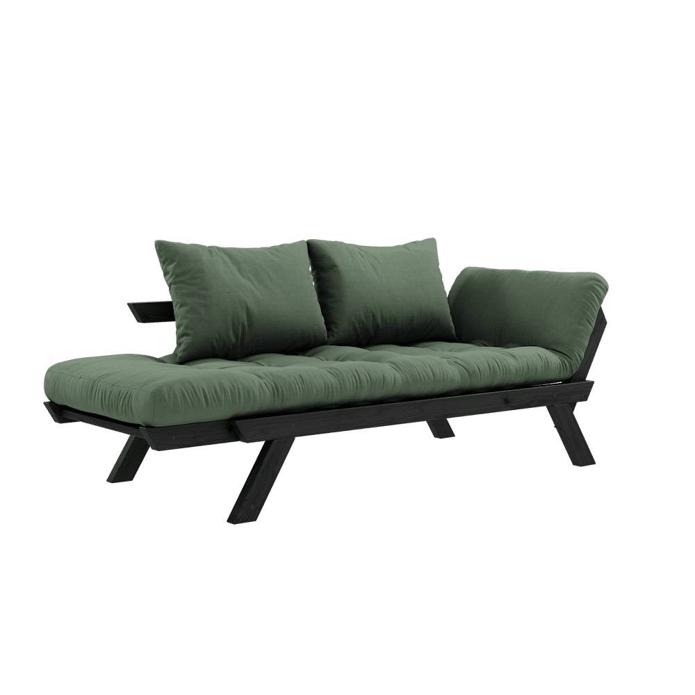 Designer BEBOP NOIR LAQUÉ W. MATELAS MIXTE 4 COUCHES VERT OLIVE