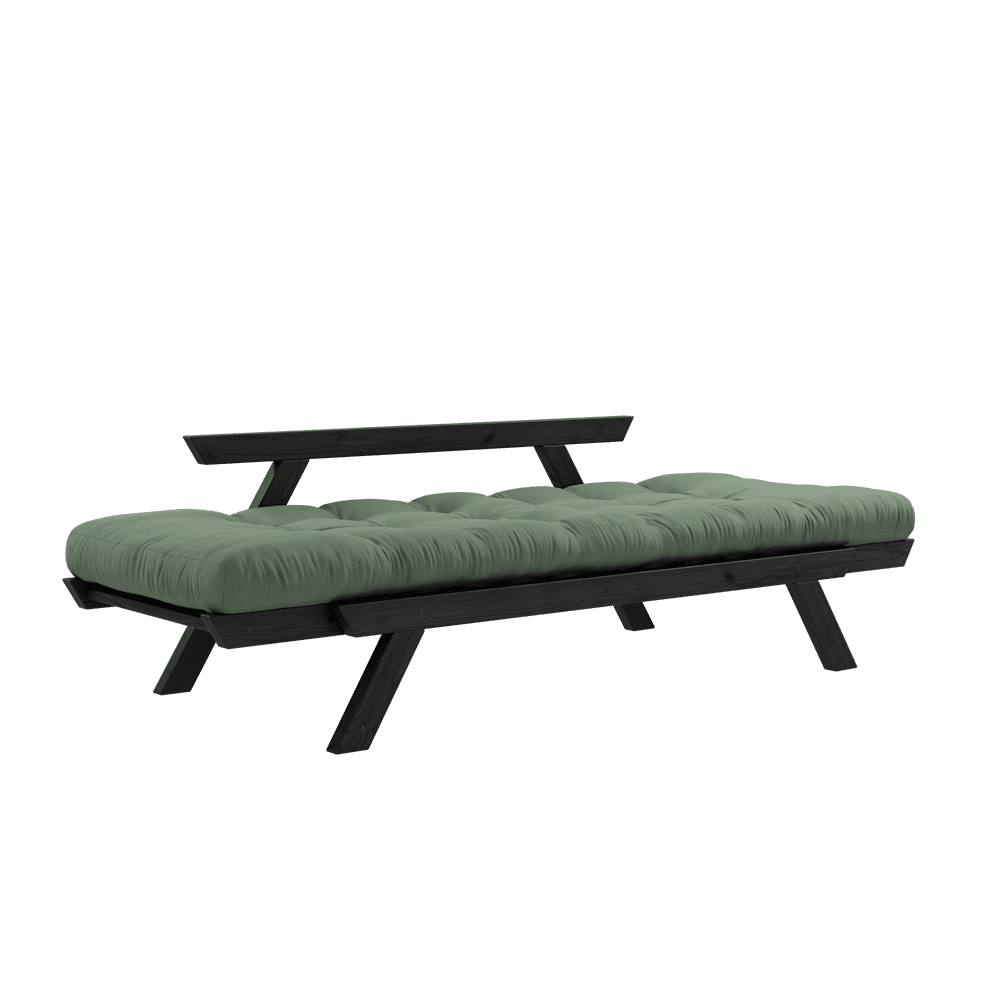 Designer BEBOP NOIR LAQUÉ W. MATELAS MIXTE 4 COUCHES VERT OLIVE