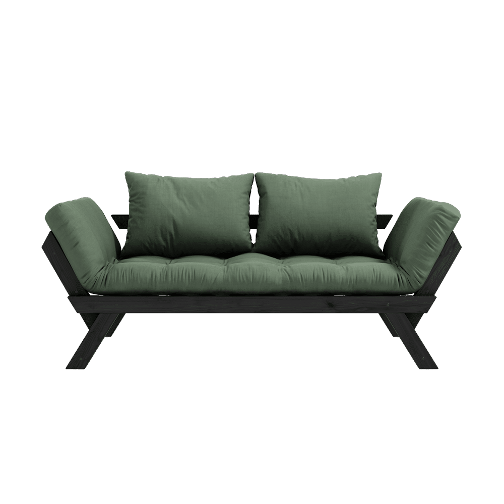 Designer BEBOP NOIR LAQUÉ W. MATELAS MIXTE 4 COUCHES VERT OLIVE