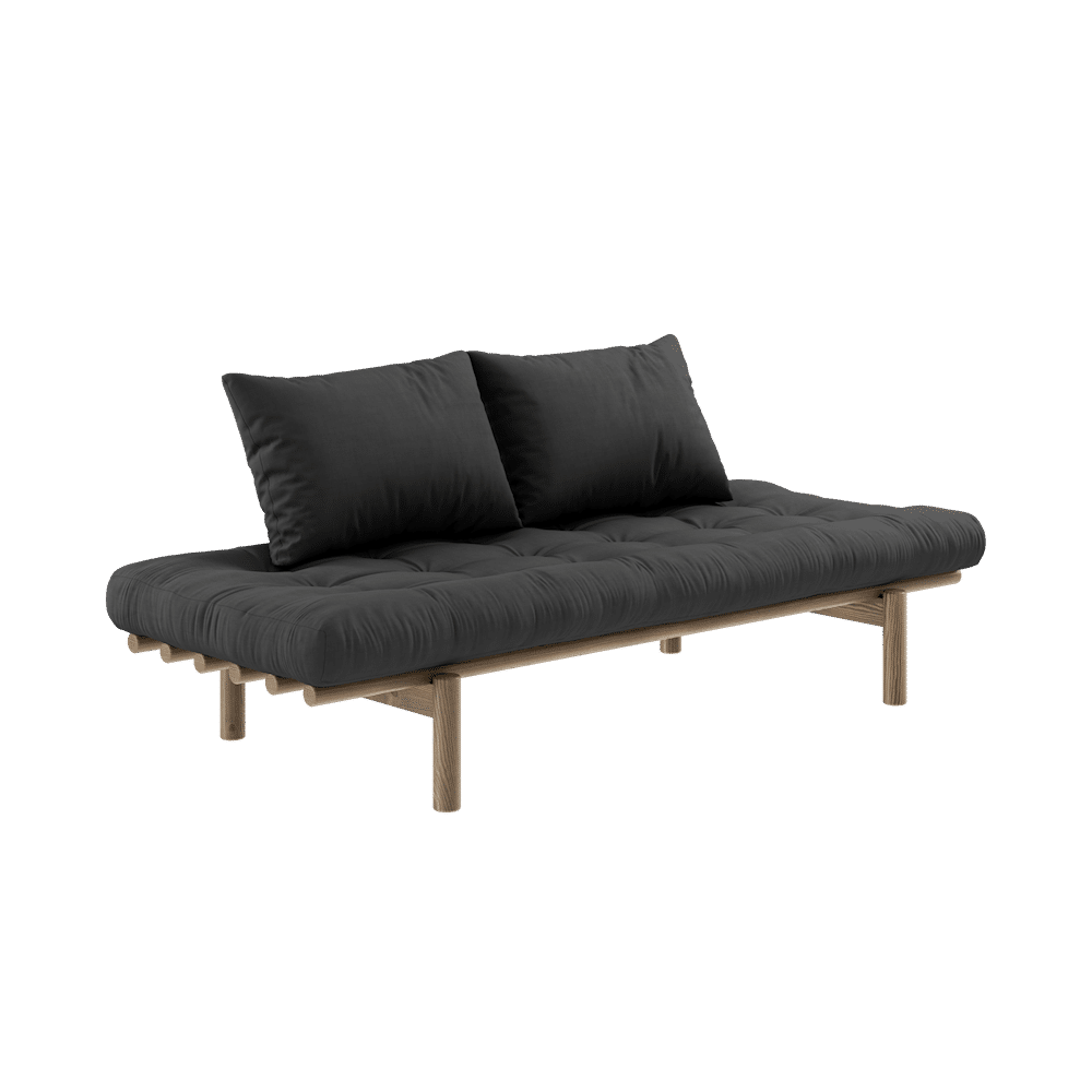 Karup Design PACE DAYBED CAROB BROWN LACKIERT W. 4-SCHICHT GEMISCHTE MATRATZE DUNKELGRAU