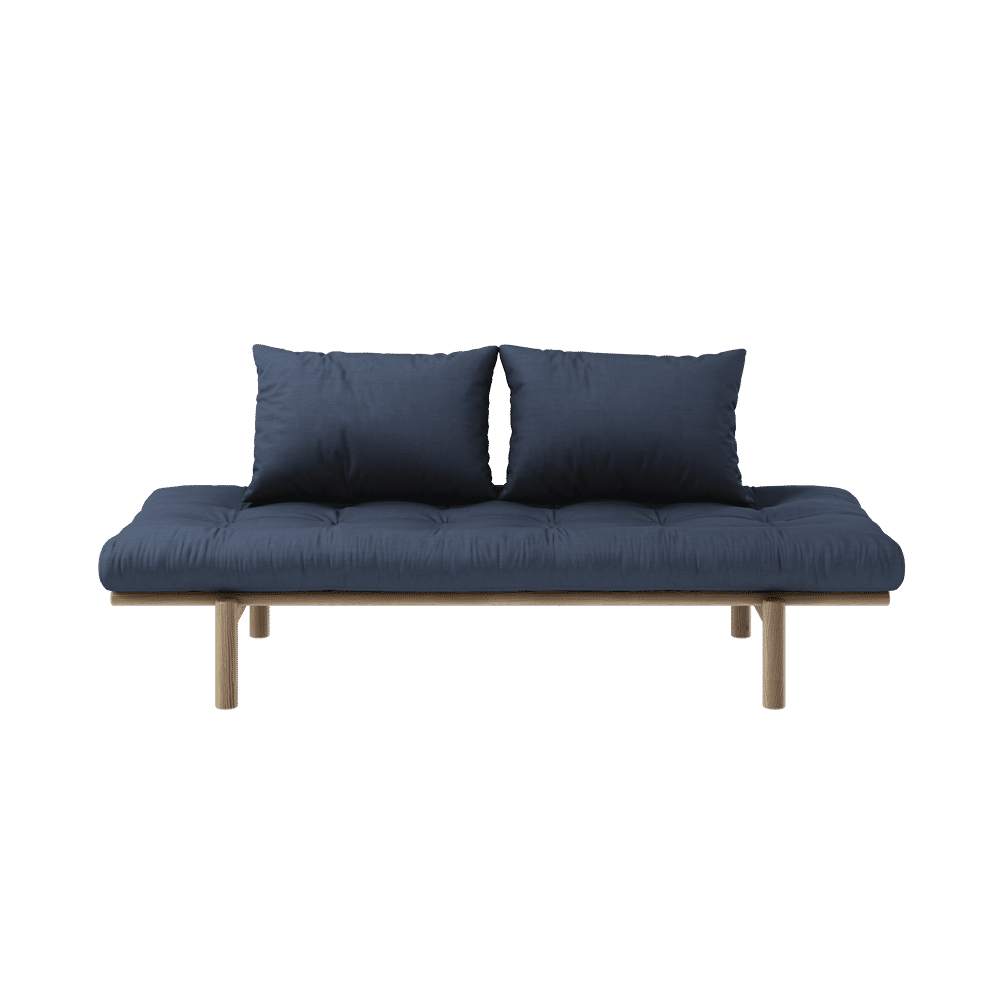 Karup Design PACE DAYBED CAROB BRAUN LACKIERT MIT 4-LAGIGER MISCHMATRATZE MARINEBLAU