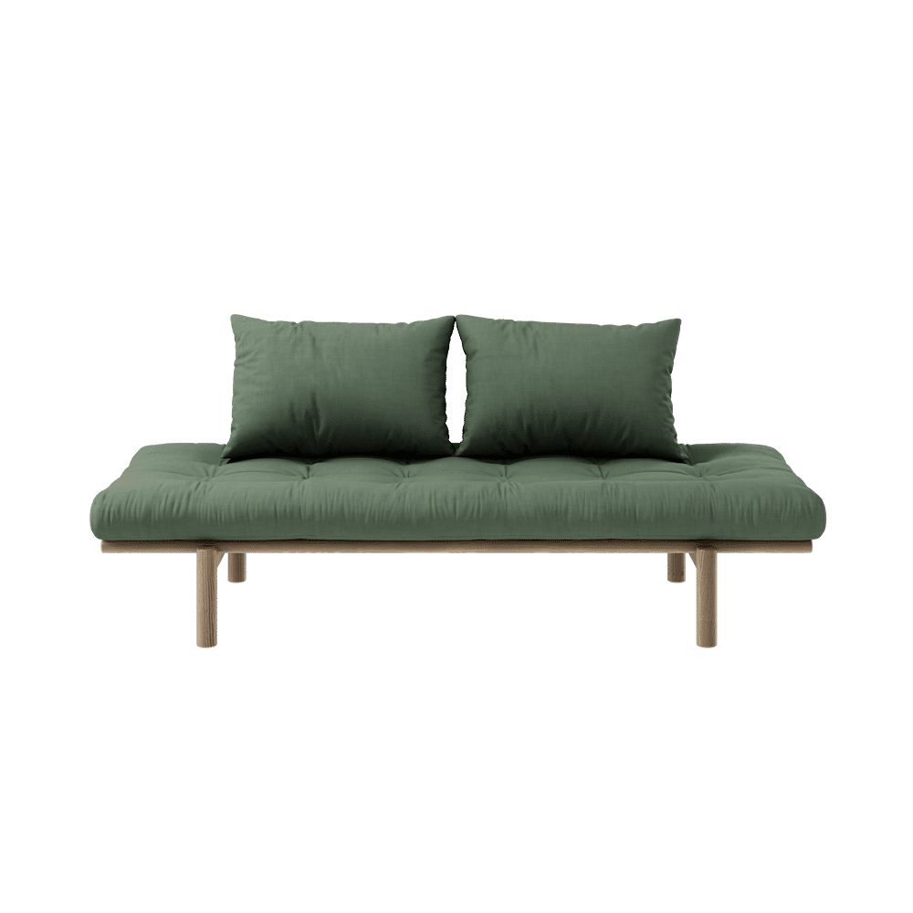 Karup Design PACE DAYBED CAROB BROWN LACKIERT W. 4-SCHICHT GEMISCHTE MATRRESS OLIVENGRÜN