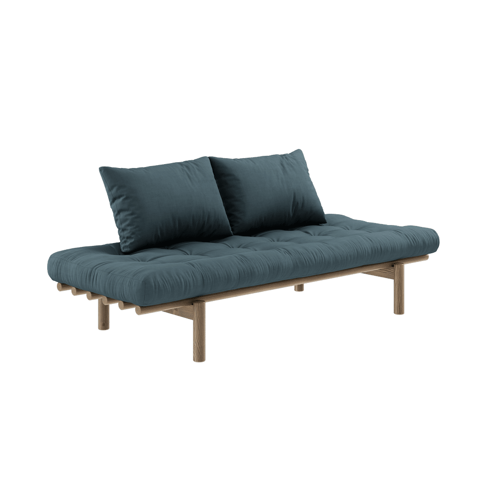 Karup Design PACE DAYBED JOHANNISBEERBRAUN LACKIERT MIT 4-SCHICHT-MISCHMATRATZE PETROLBLAU