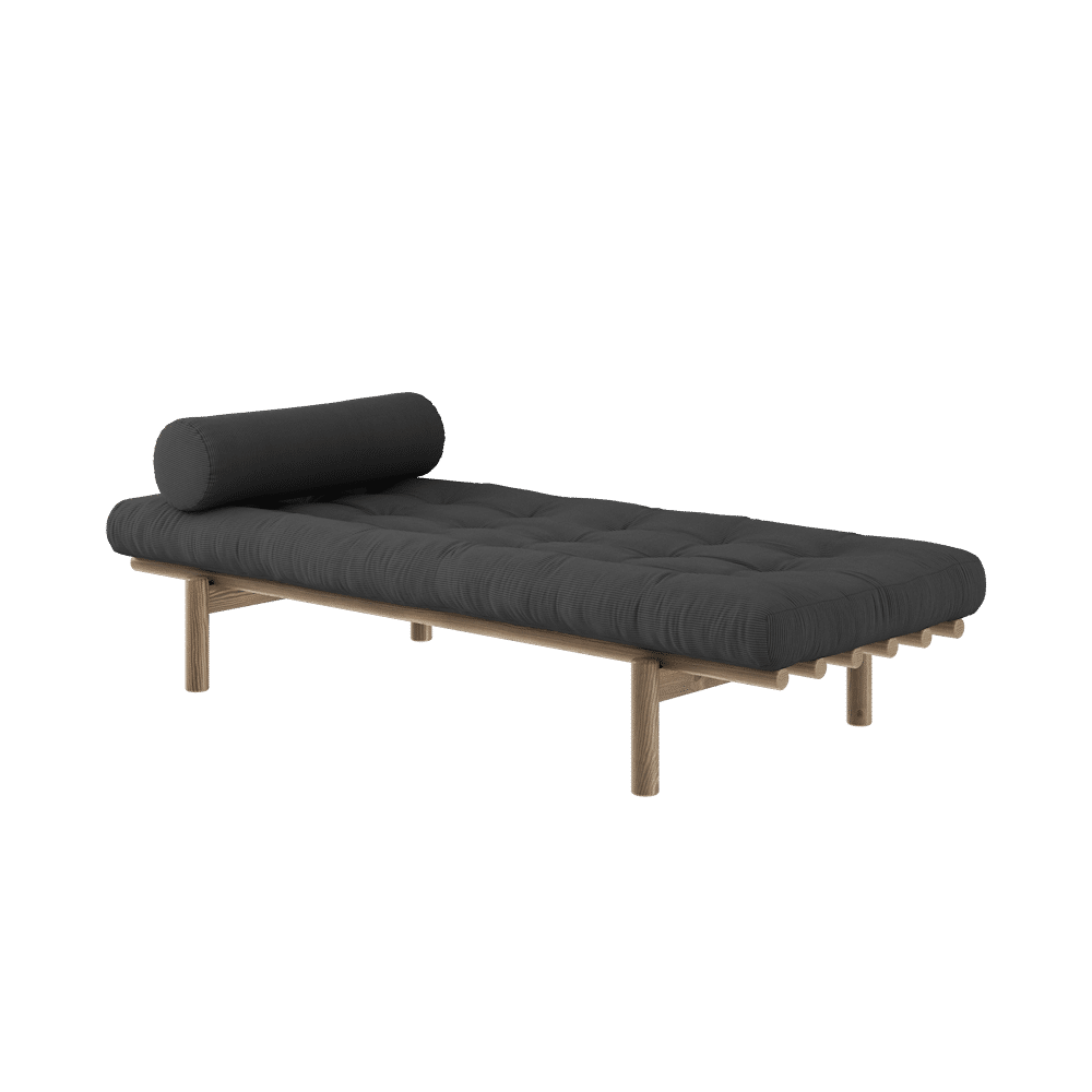 Karup Design NÄCHSTES TAGEBED CAROB BROWN LACKIERT W. 4-SCHICHT GEMISCHTE MATRATZE CHARCOAL