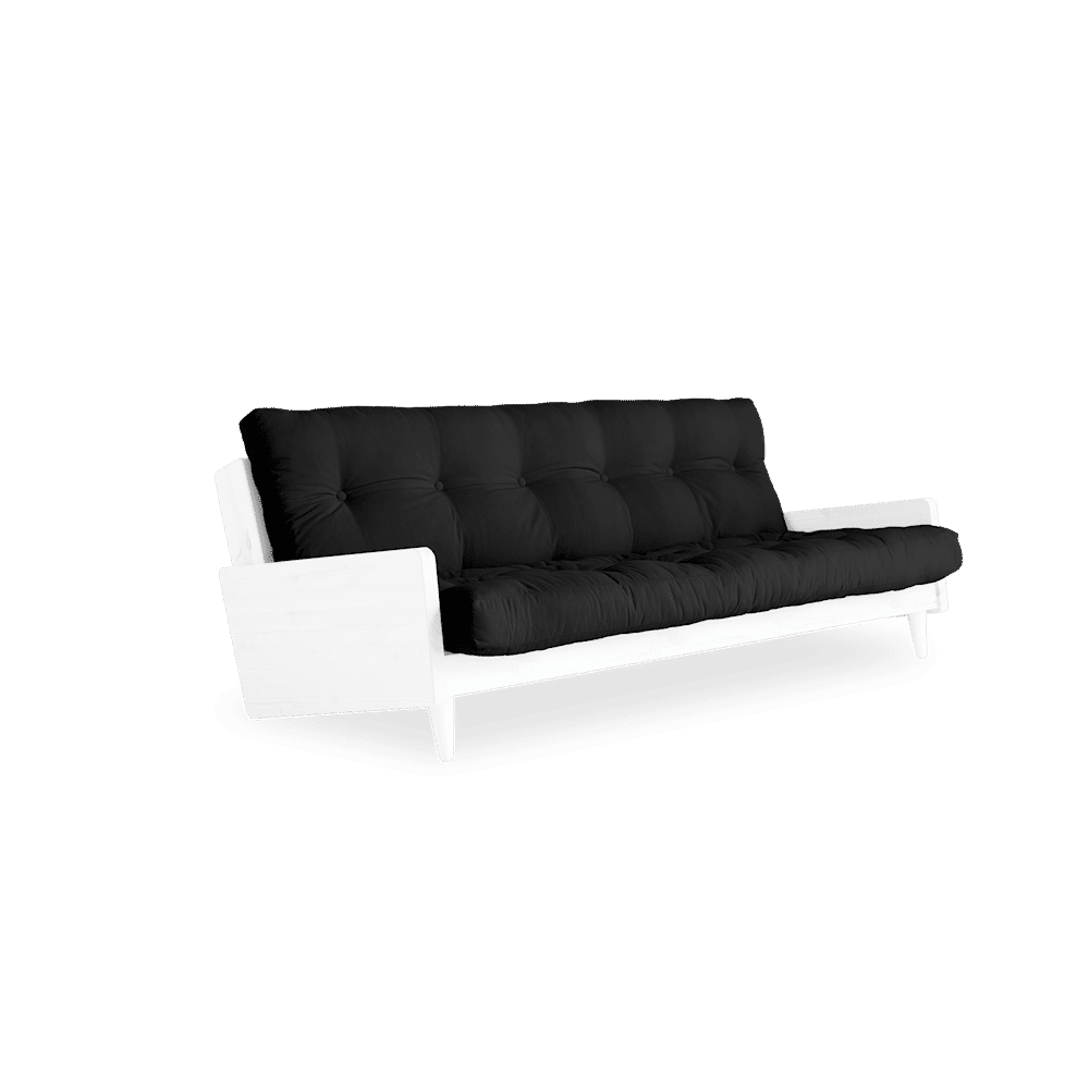 Karup Design INDIE BLANC LAQUÉ W. MATELAS MIXTE 5 COUCHES GRIS FONCÉ