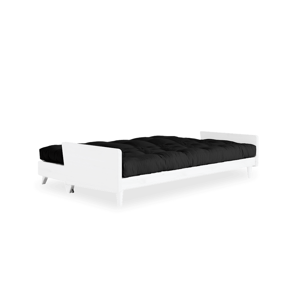 Karup Design INDIE BLANC LAQUÉ W. MATELAS MIXTE 5 COUCHES GRIS FONCÉ