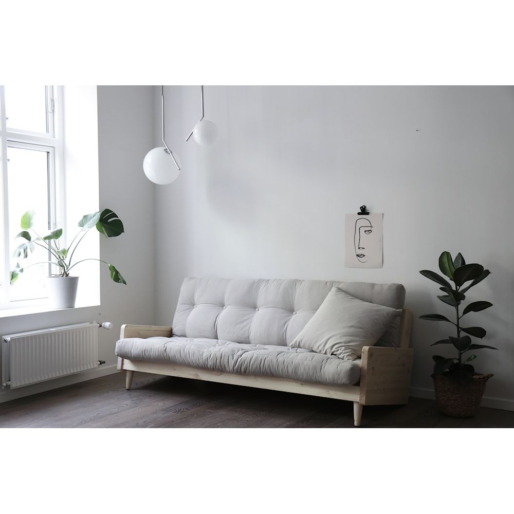 Karup Design INDIE BLANC LAQUÉ W. MATELAS MIXTE 5 COUCHES GRIS FONCÉ