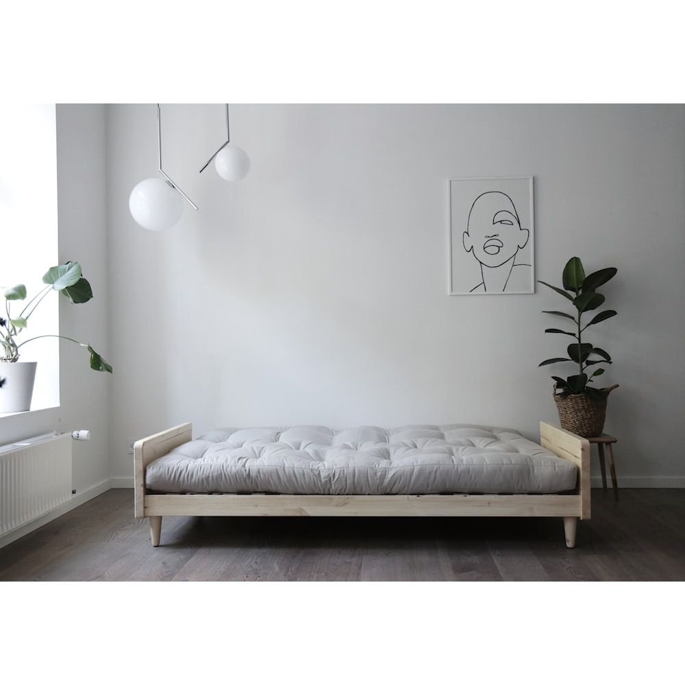 Karup Design INDIE BLANC LAQUÉ W. MATELAS MIXTE 5 COUCHES GRIS FONCÉ