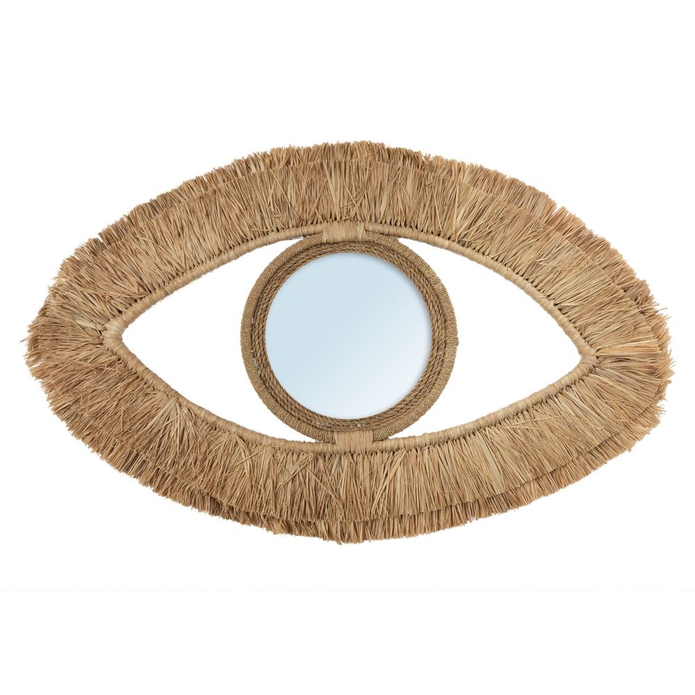 Bazar Bizarre The Rafia Eye Mirror-Natural-M