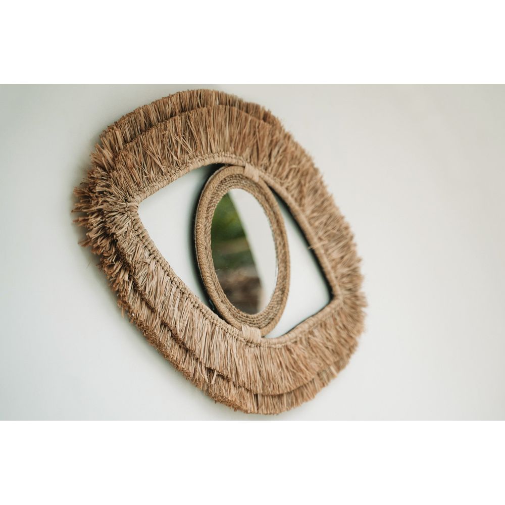 Bazar Bizarre The Rafia Eye Mirror-Natural-M