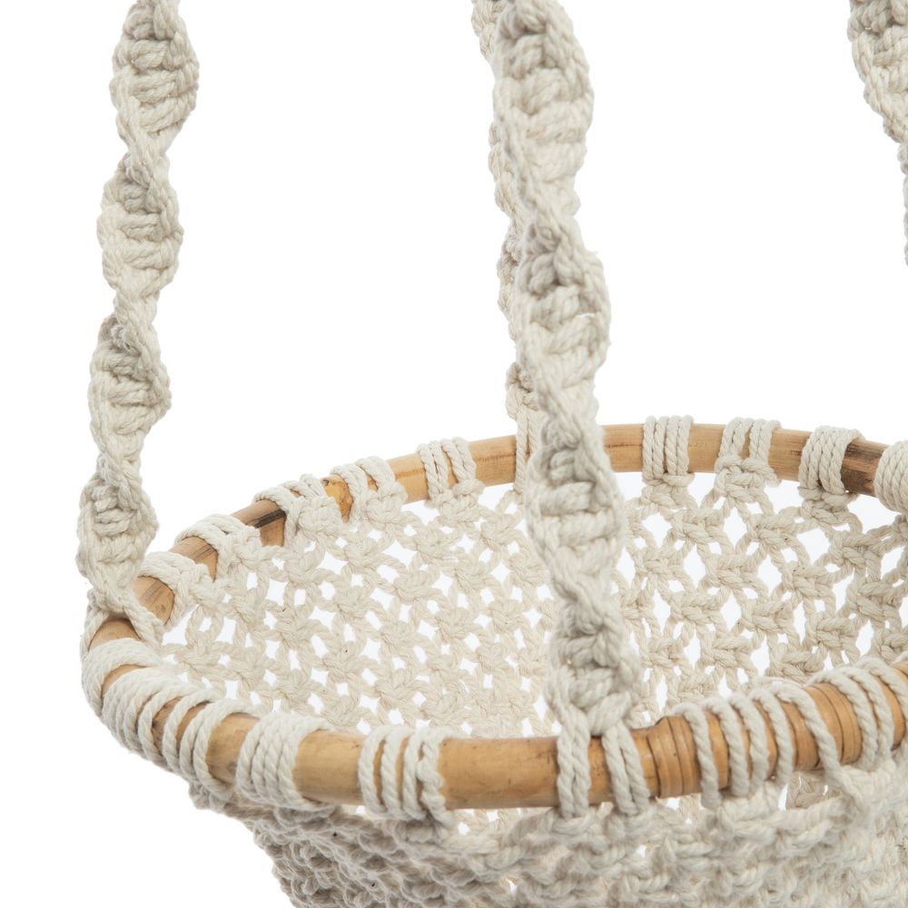 Bazar Bizar De Gedraaide Macrame Plantenhouder - Natuurlijk Wit - L