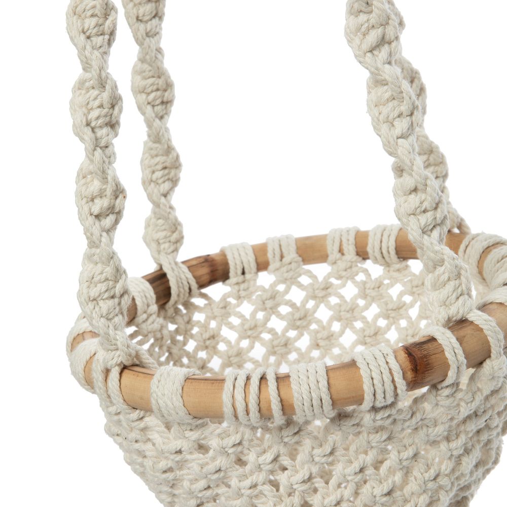 Bazar Bizar De Gedraaide Macrame Plantenhouder - Natuurlijk Wit - M