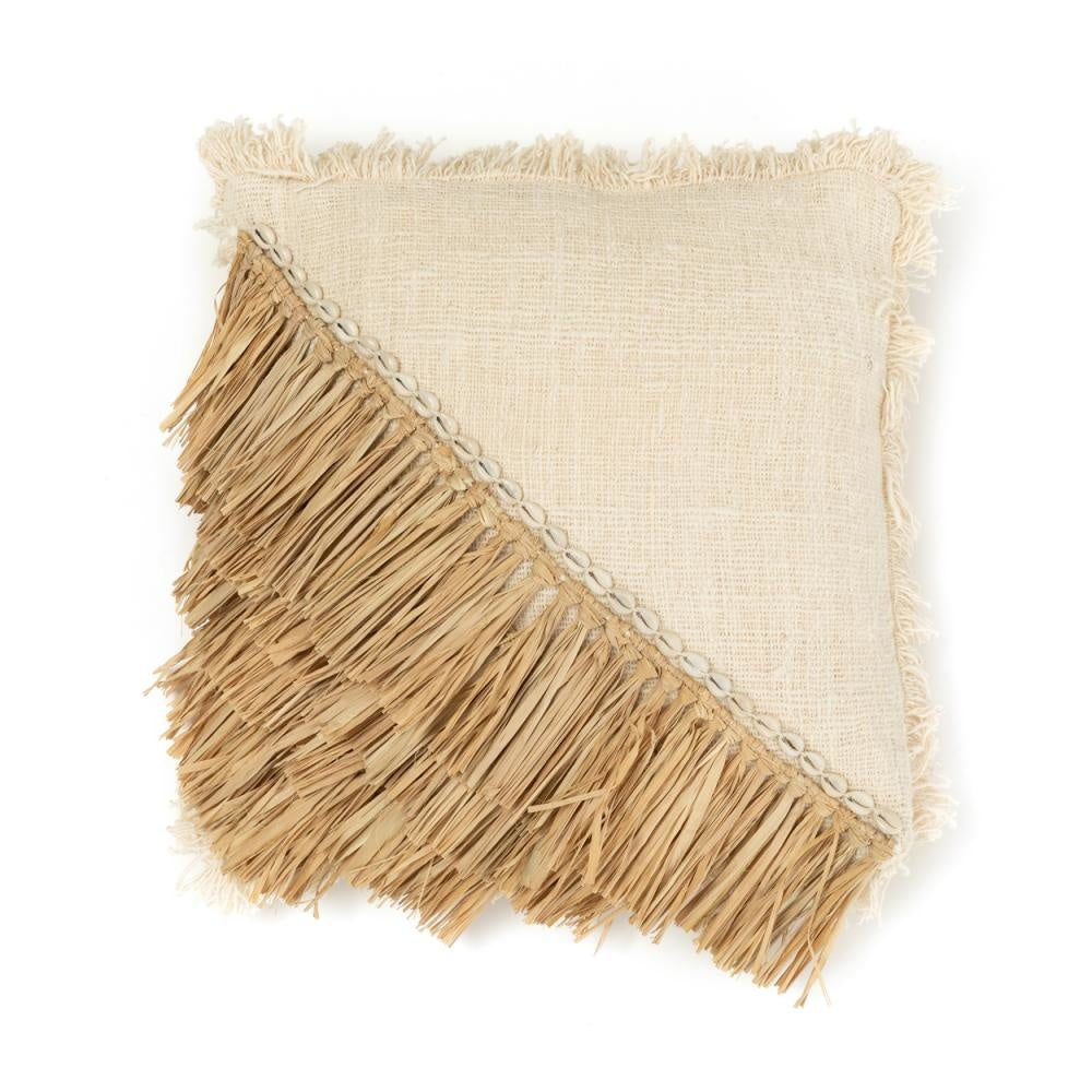 Bazar Bizar De Raffia Katoenen Kussenhoes - Wit Naturel - 60x60