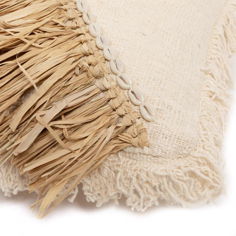 Bazar Bizar De Raffia Katoenen Kussenhoes - Wit Naturel - 60x60