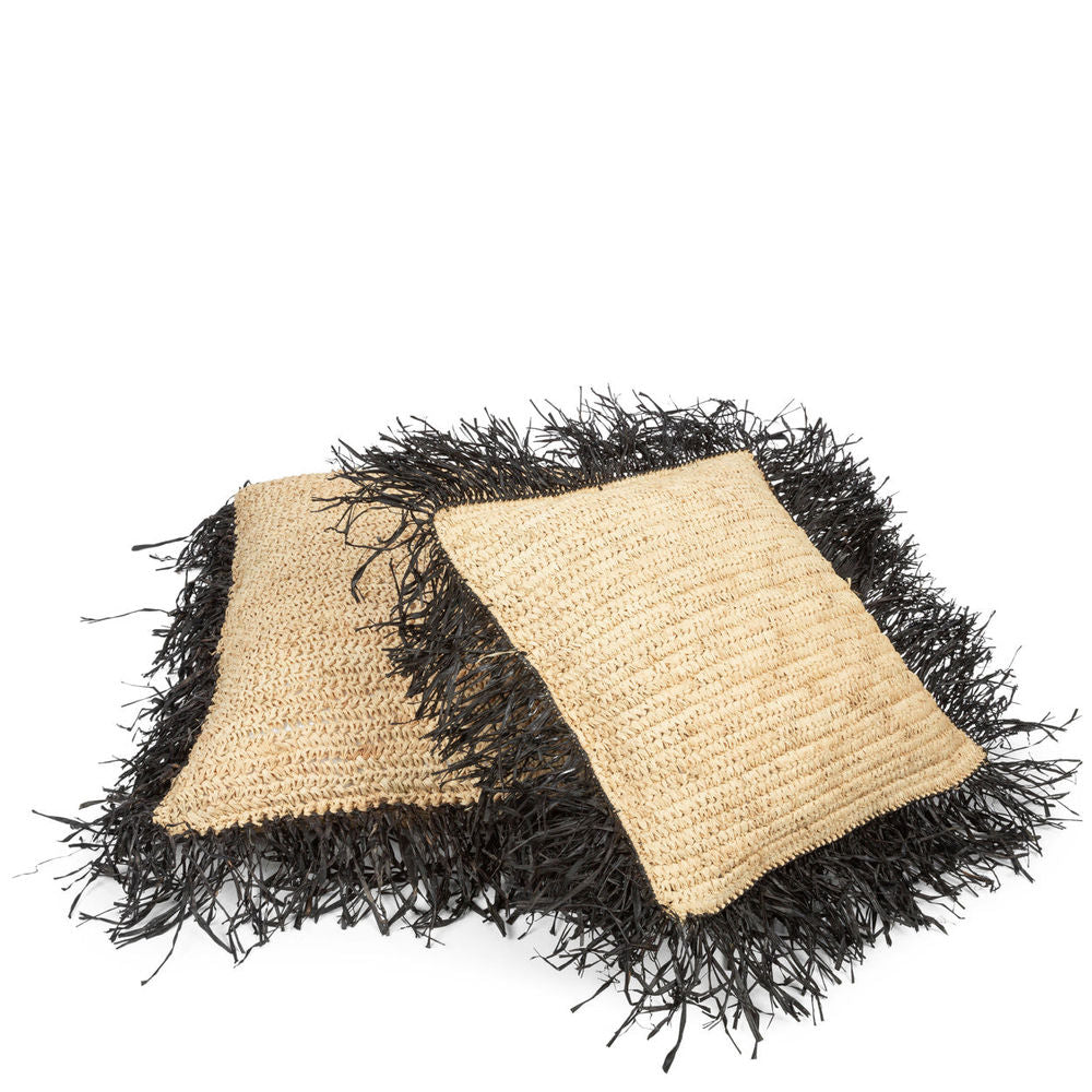 Funda de almohada Bazar Bizarre De Rafia-Black-40x40 natural