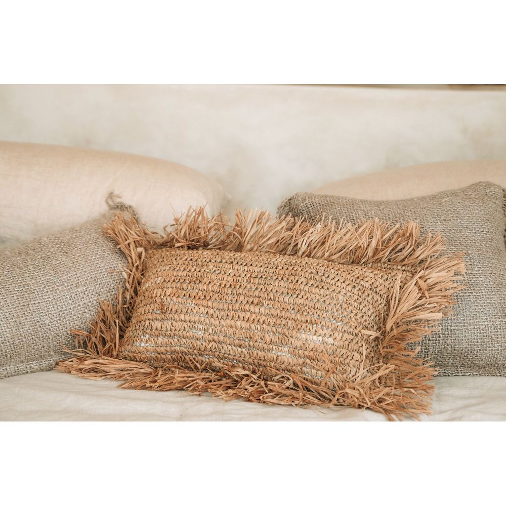 Bazar Bizarre Das Raffia Kissen Cover-Natural-30x50