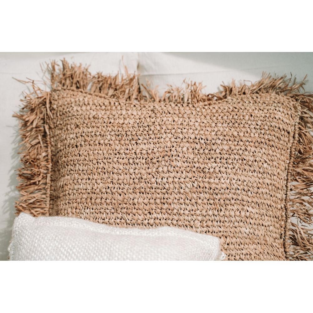 Bazar Bizar Housse de coussin en raphia Square-Natural-60x60