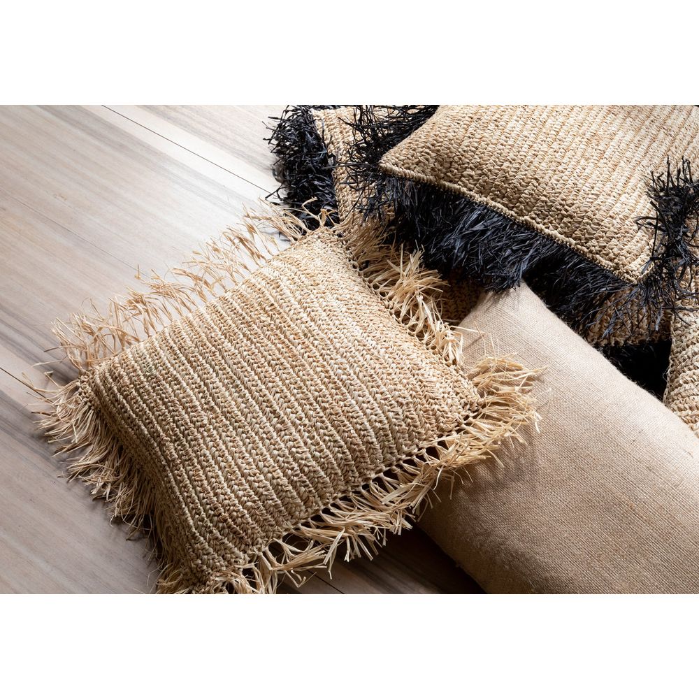 Bazar Bizar Housse de coussin en raphia Square-Natural-60x60