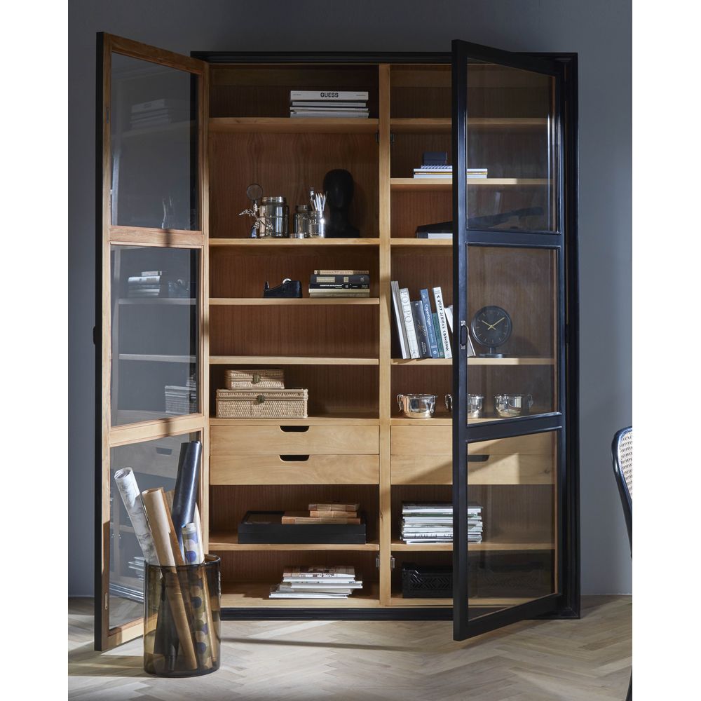 Nordal A/S VIVA armoire avec portes vitrées + tiroirs noir