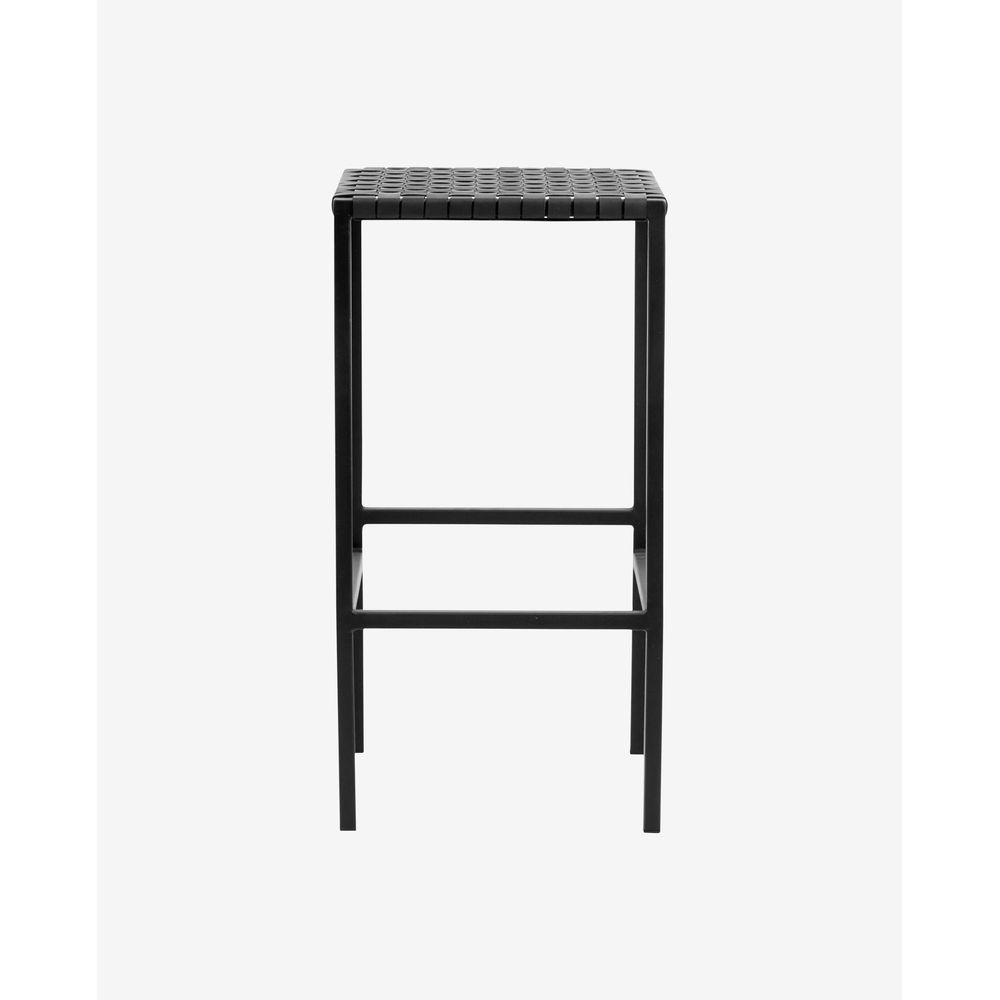 Nordal A/S Tabouret de bar avec vannerie en cuir noir, métal