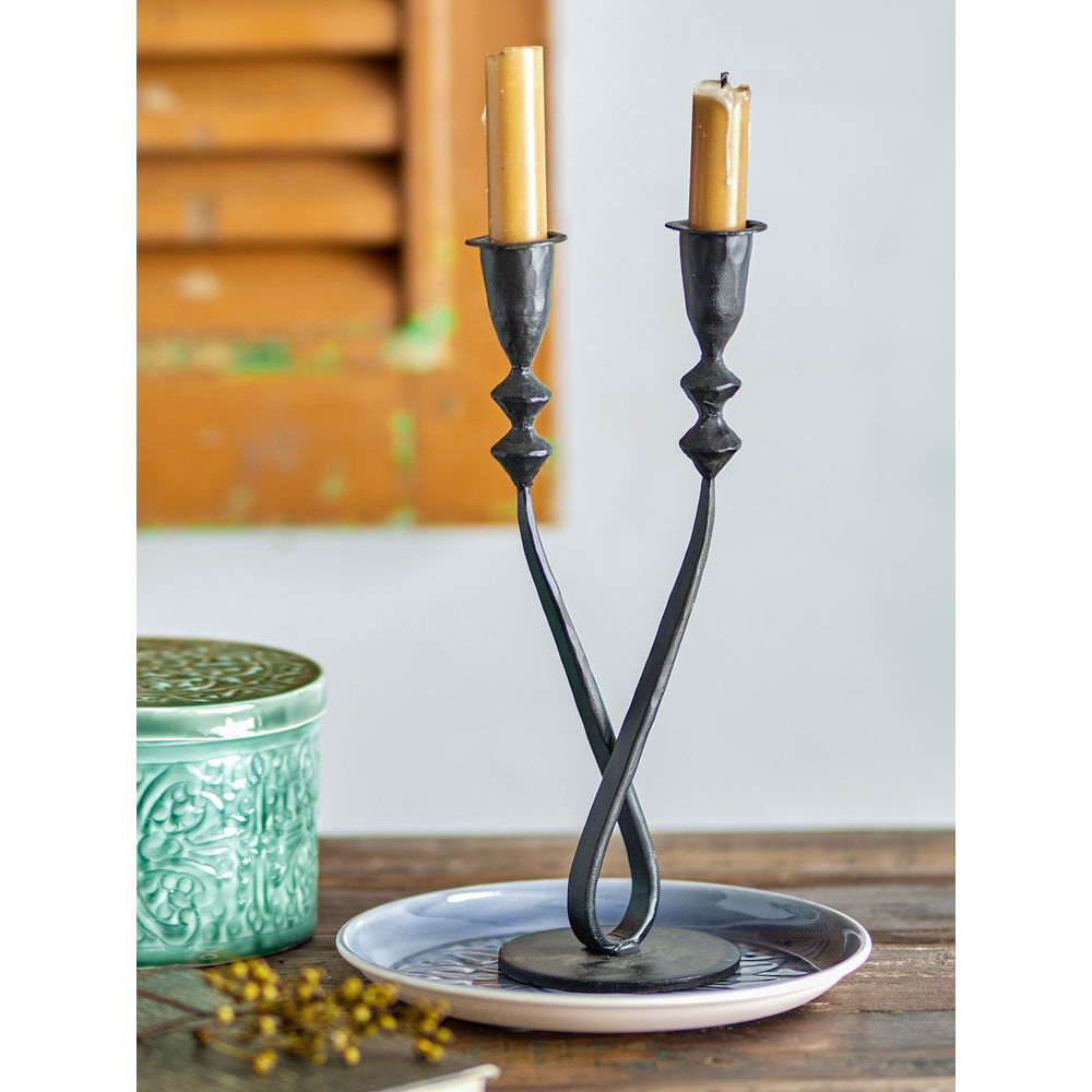 Creative Collection Candelero Penilla, Negro, Metal