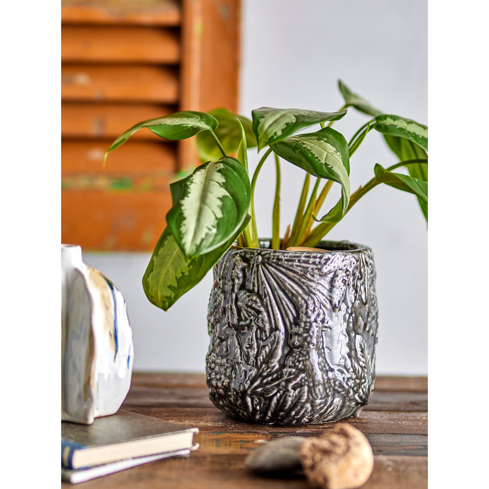 Creative Collection Nikou Deco Pot de Fleurs Noir Terre Cuite