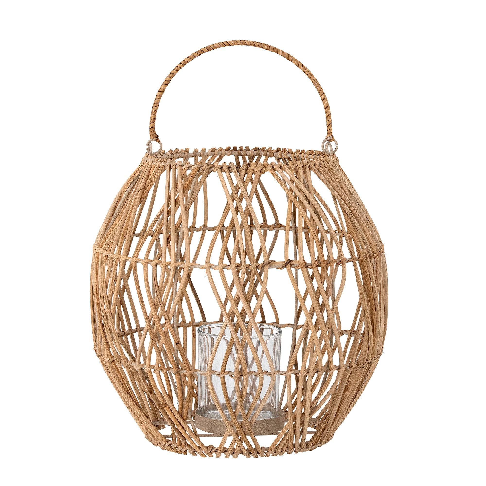 Creative Collection Maiga Lantaarn met/Glas, Natuur, Rotan