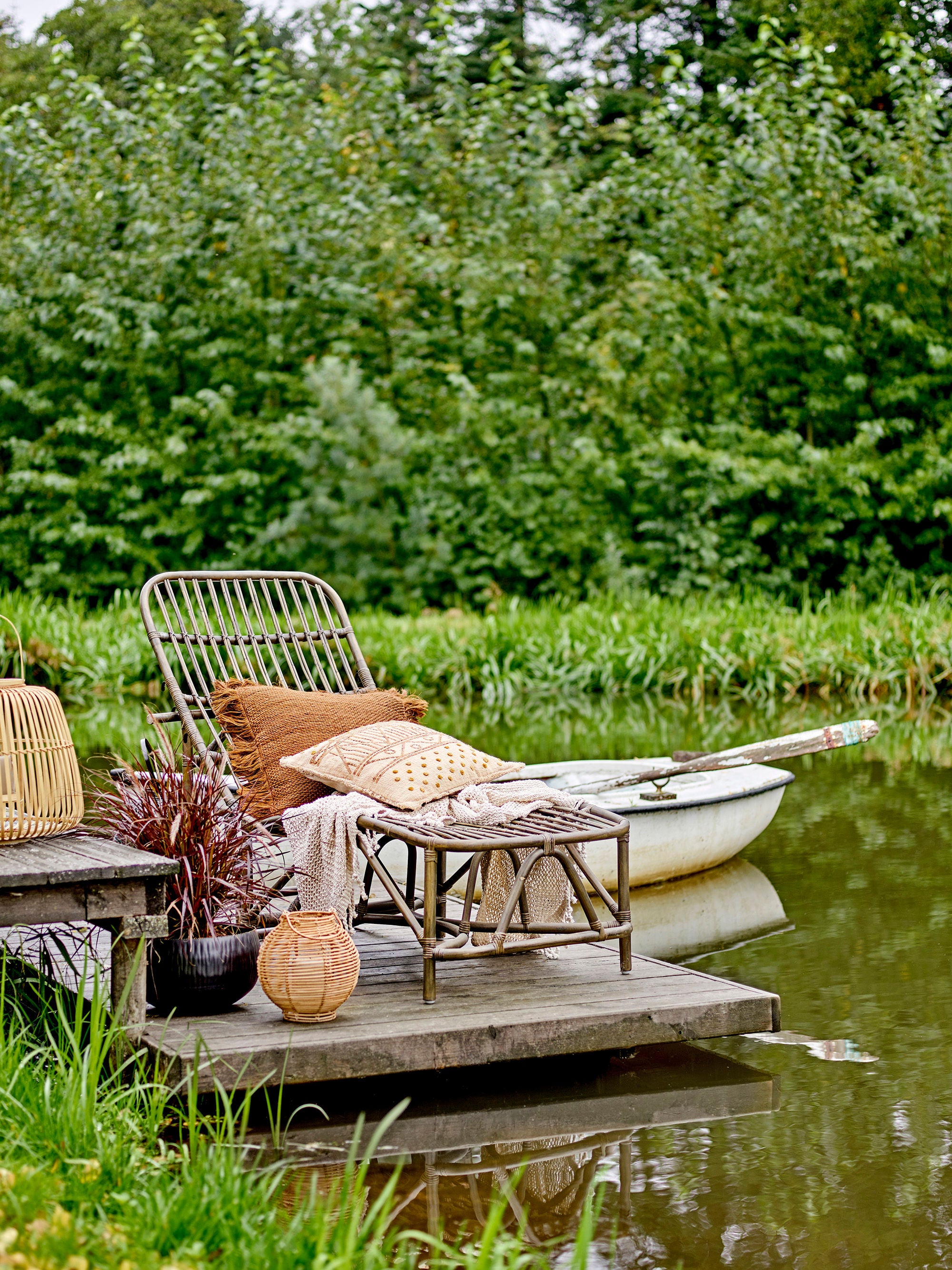 Bloomingville Malua Lantaarn met/Glas, Natuur, Rotan