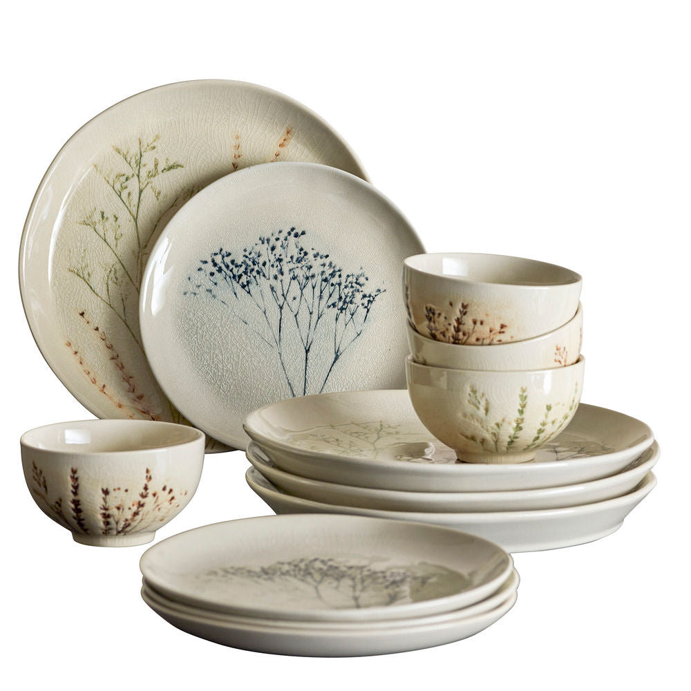 Bloomingville Bea servies, Naturel, Aardewerk, set van 12 stuks