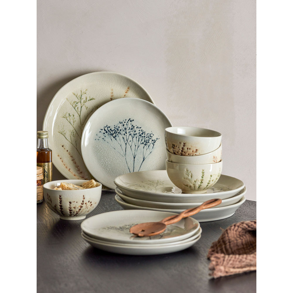 Bloomingville Bea servies, Naturel, Aardewerk, set van 12 stuks