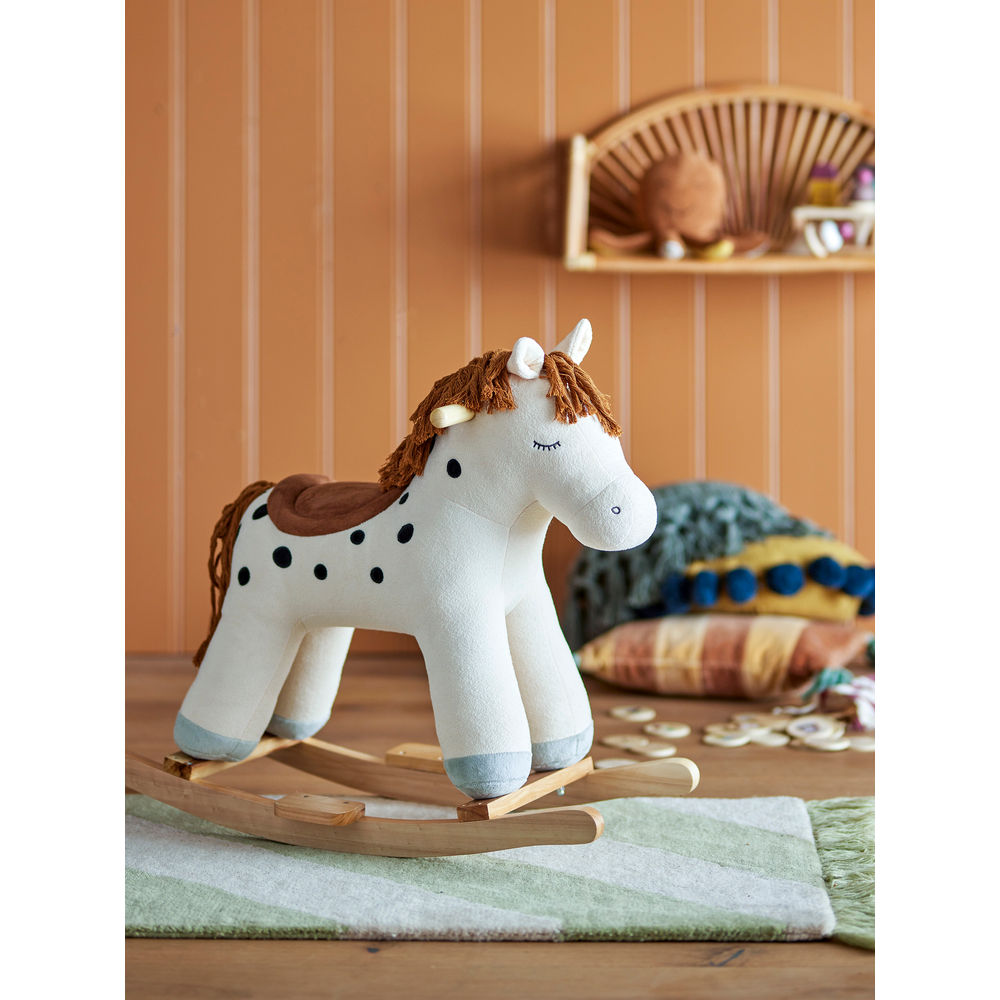 Bloomingville MINI Merlen Balançoire Jouets, Cheval, Blanc, Polyester